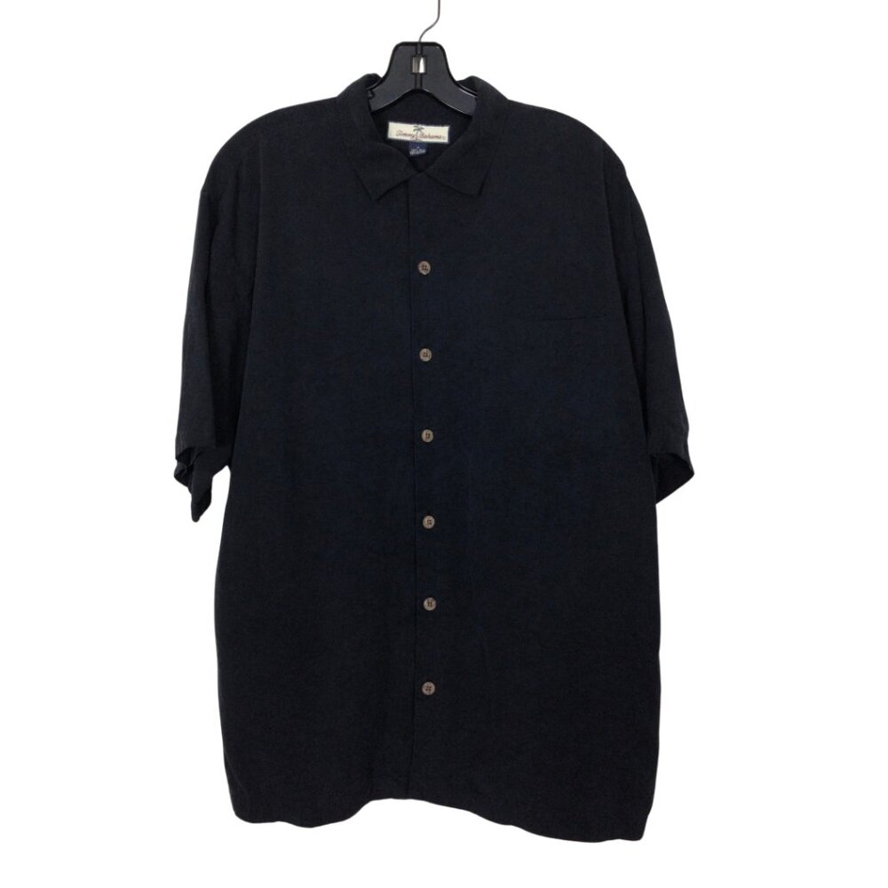 Tommy Bahama Shirt Men’s M Medium Black Silk Relax Short Sleeve Button Up Down